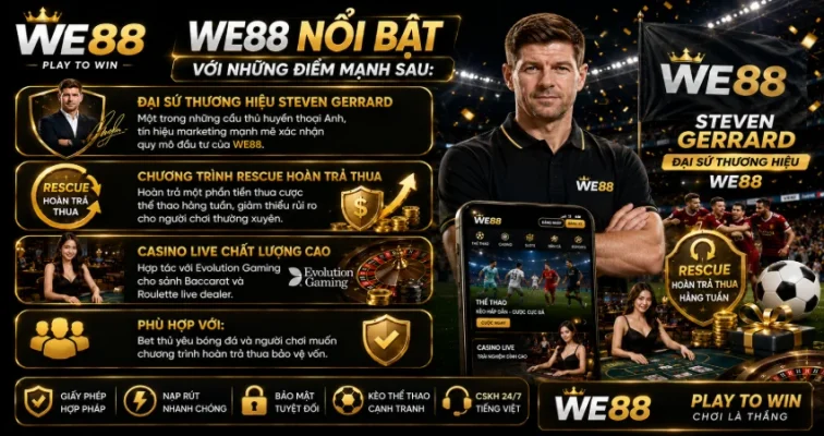 Top 10 Sân Chơi Cá Cược Hợp Pháp Uy Tín Nhất 2026 – Xếp Hạng Mới Nhất Cho Bet Thủ Việt 9 WE88 nổi bật với những điểm mạnh sau: