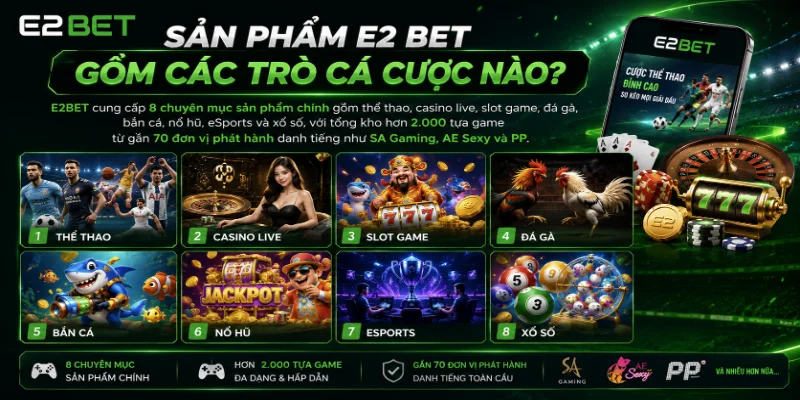 e2bet 12 Sản phẩm E2 BET gồm các trò cá cược nào?